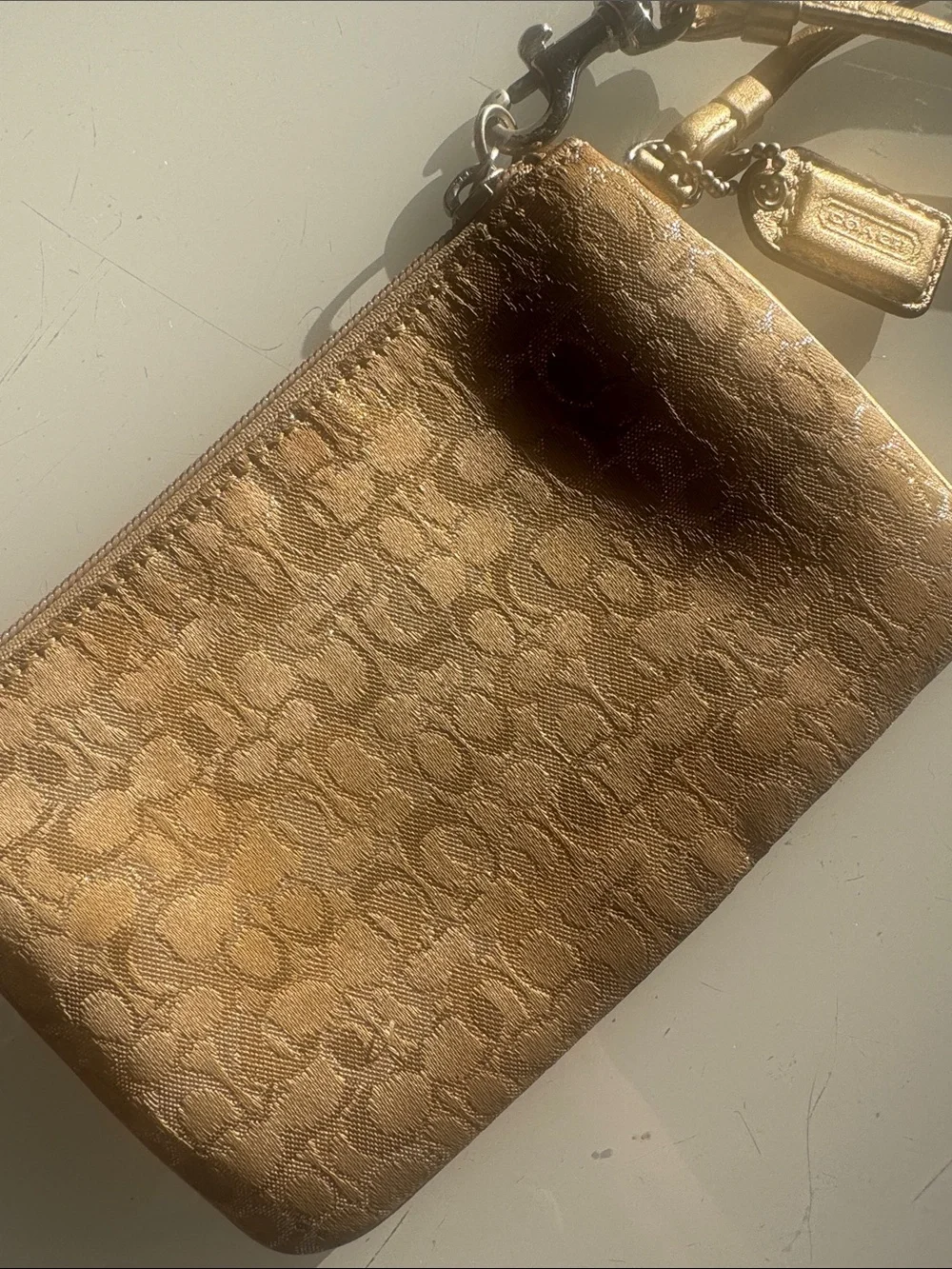 Coach Metallic Gold Signature Clutch Wristlet